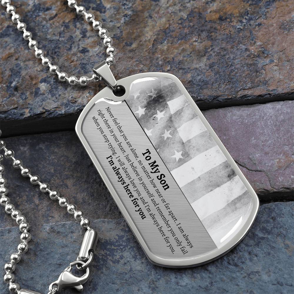 To My Son Personalized Dog Tag | I'm Always Here for You B.W.