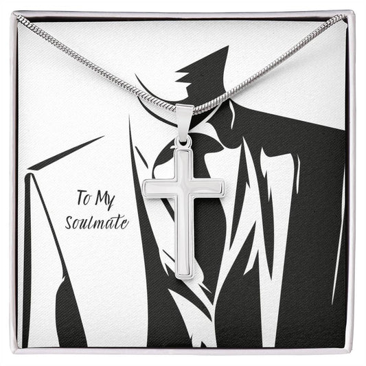 To My Soulmate | ⭐Personalized Cross Necklace Tuxedo