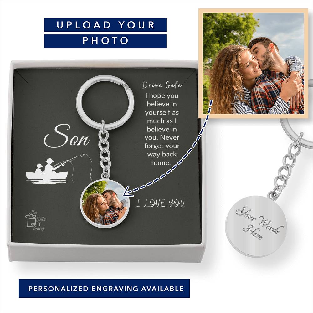 To My Son | Photo Circle Keychain, Never Forget Your Way Back Home ...